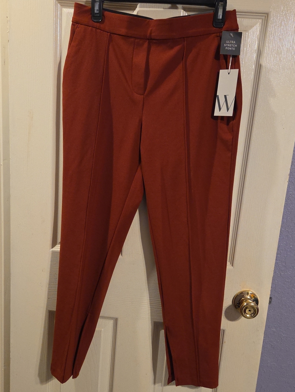 Worthington Rust Ponte Ankle Pants And Multitasking Inner Bottom Leg Slit